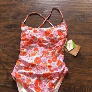 Berlook Orange Floral Swimsuit Size Small Brand New with Tags